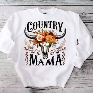 Country Mama Western White Crewneck Sweatshirt